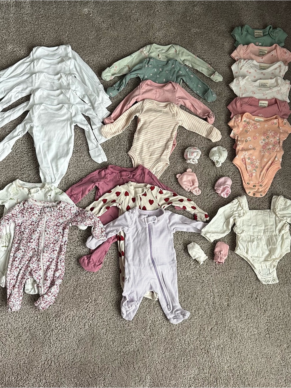 Mixed Baby One-Piece Bundle in White, Pink, Green and Floral - Carter’s, cloud I